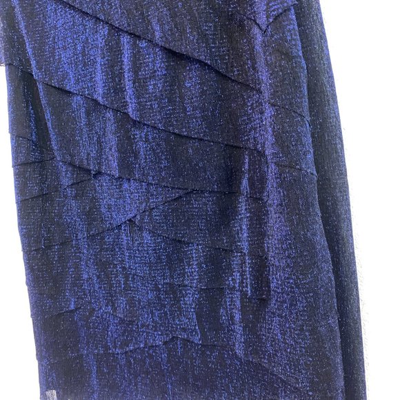 Jennie & Marlis Sleeveless Layered Metallic Top HiLo Black Dark Blue V-Neck Sz M - Picture 6 of 8